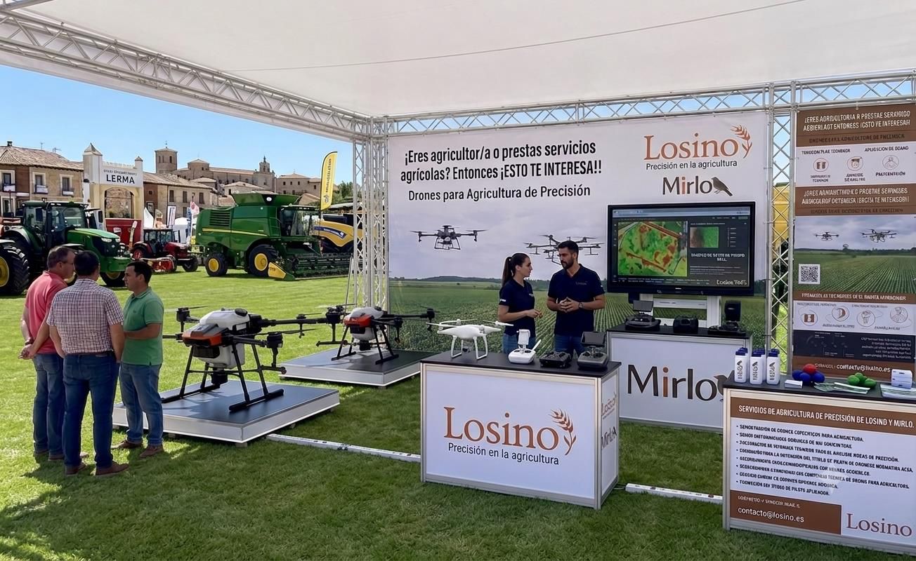 Stand de Losino en la Feria de Lerma con una pantalla de Mirlo