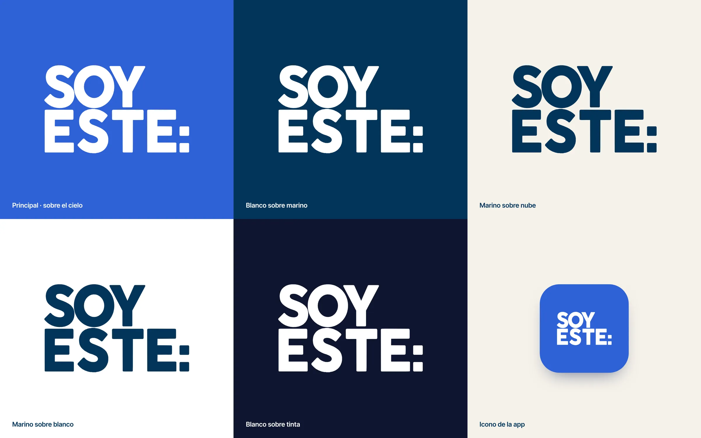 Seis versiones del logotipo