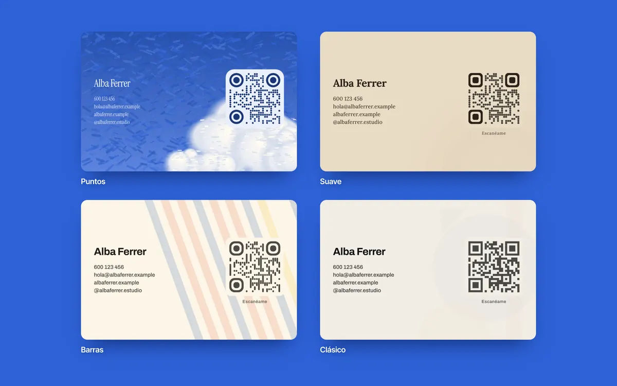 Cuatro tarjetas con QR